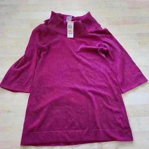 Style&co knit magenta cowl neck tunic top size small - Picture 2 of 8
